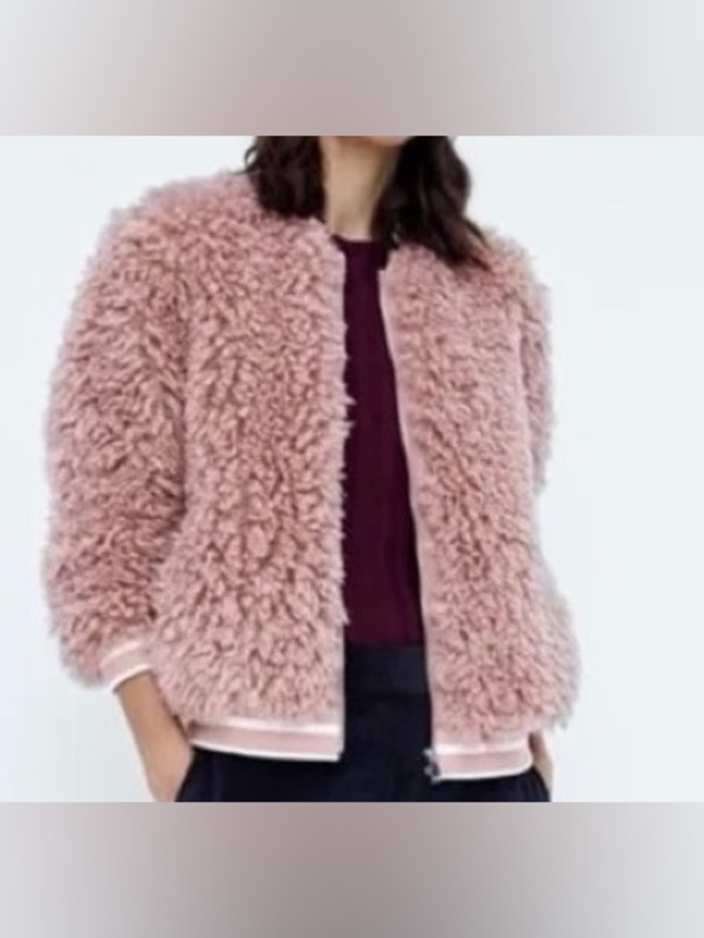 ZARA Teddy Jacket in Pink Size Medium NWT